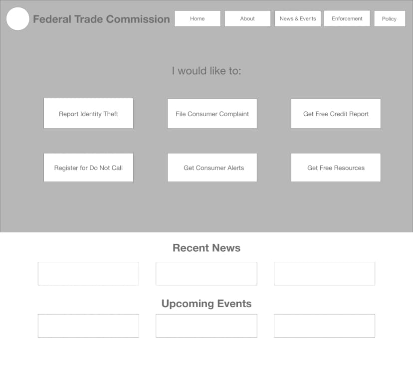 Low Fidelity Wireframe Version 1B