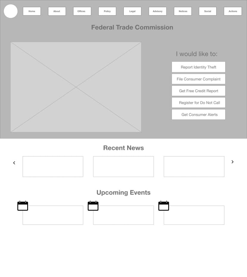 Low Fidelity Wireframe Version 1