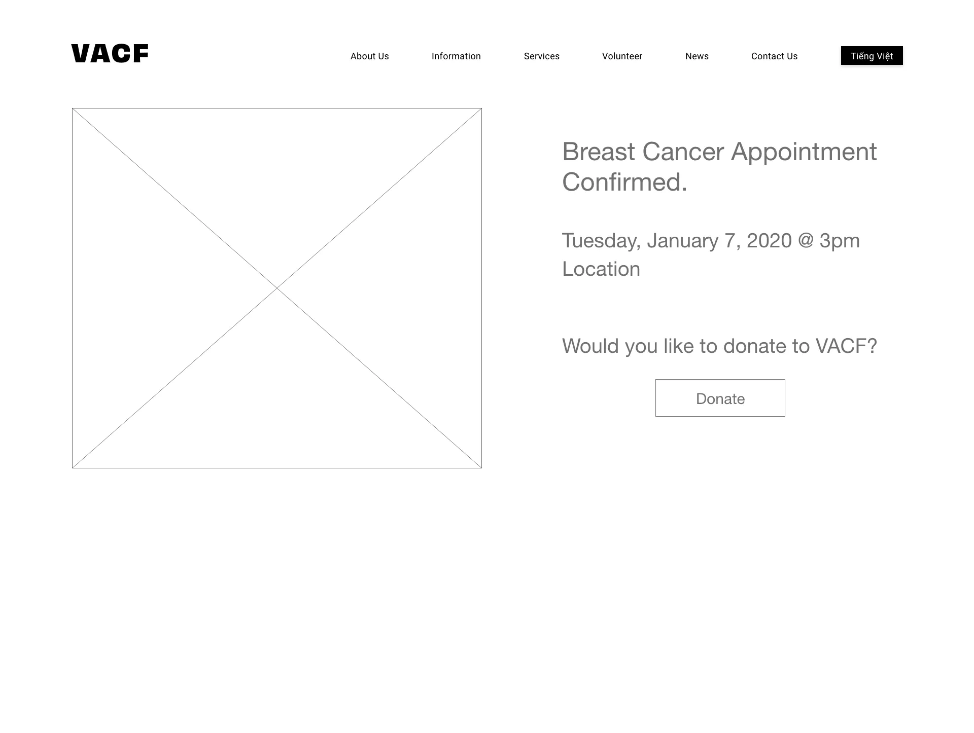 Low Fidelity Appointment Confirmed Prototype