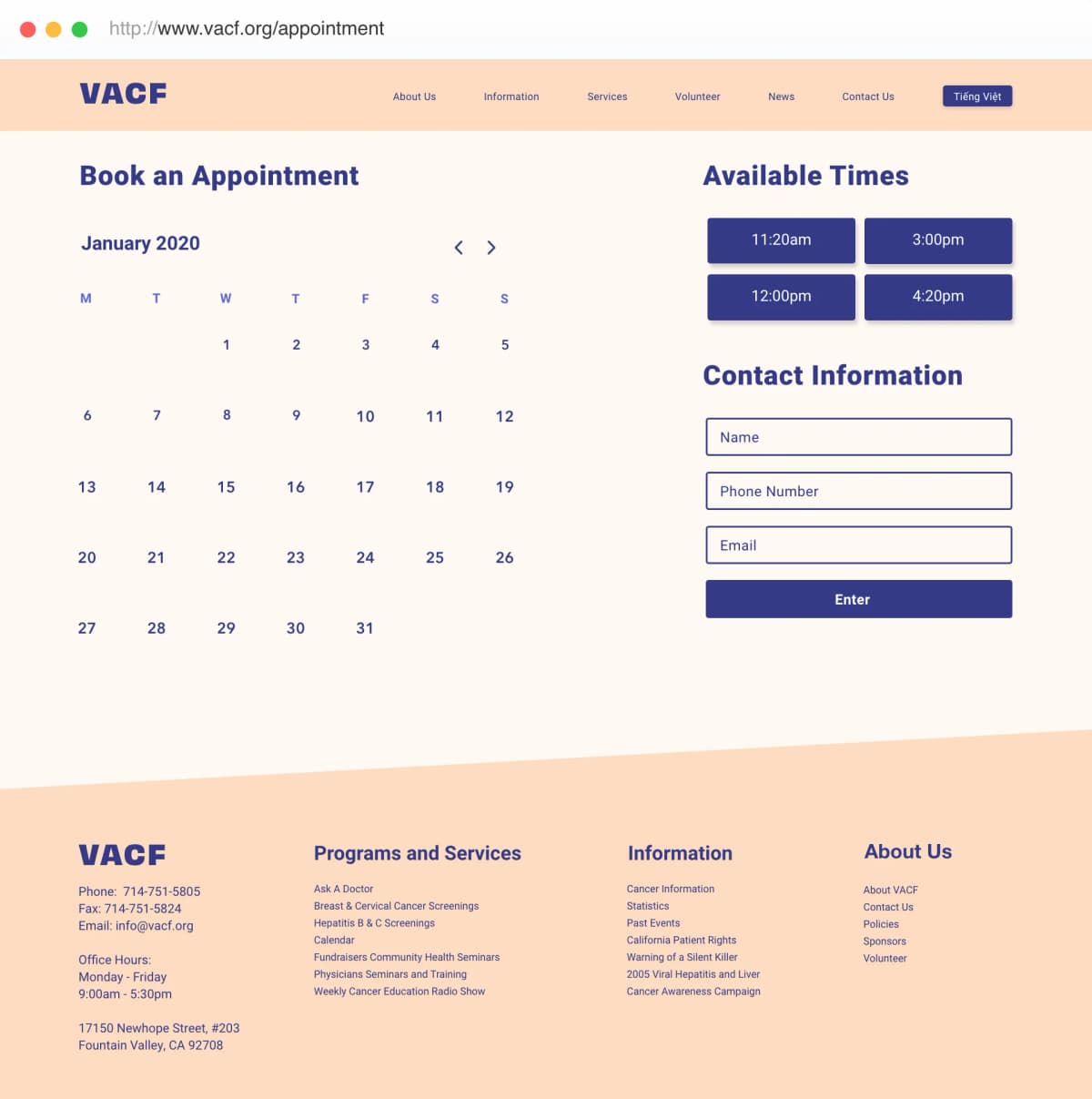 Appointment Booking Screen