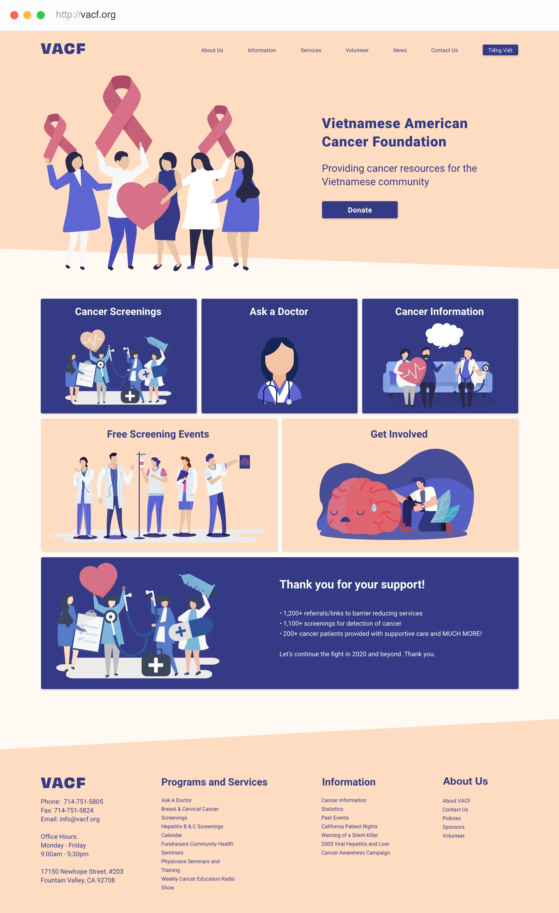VACF Full Home Browser Mockup