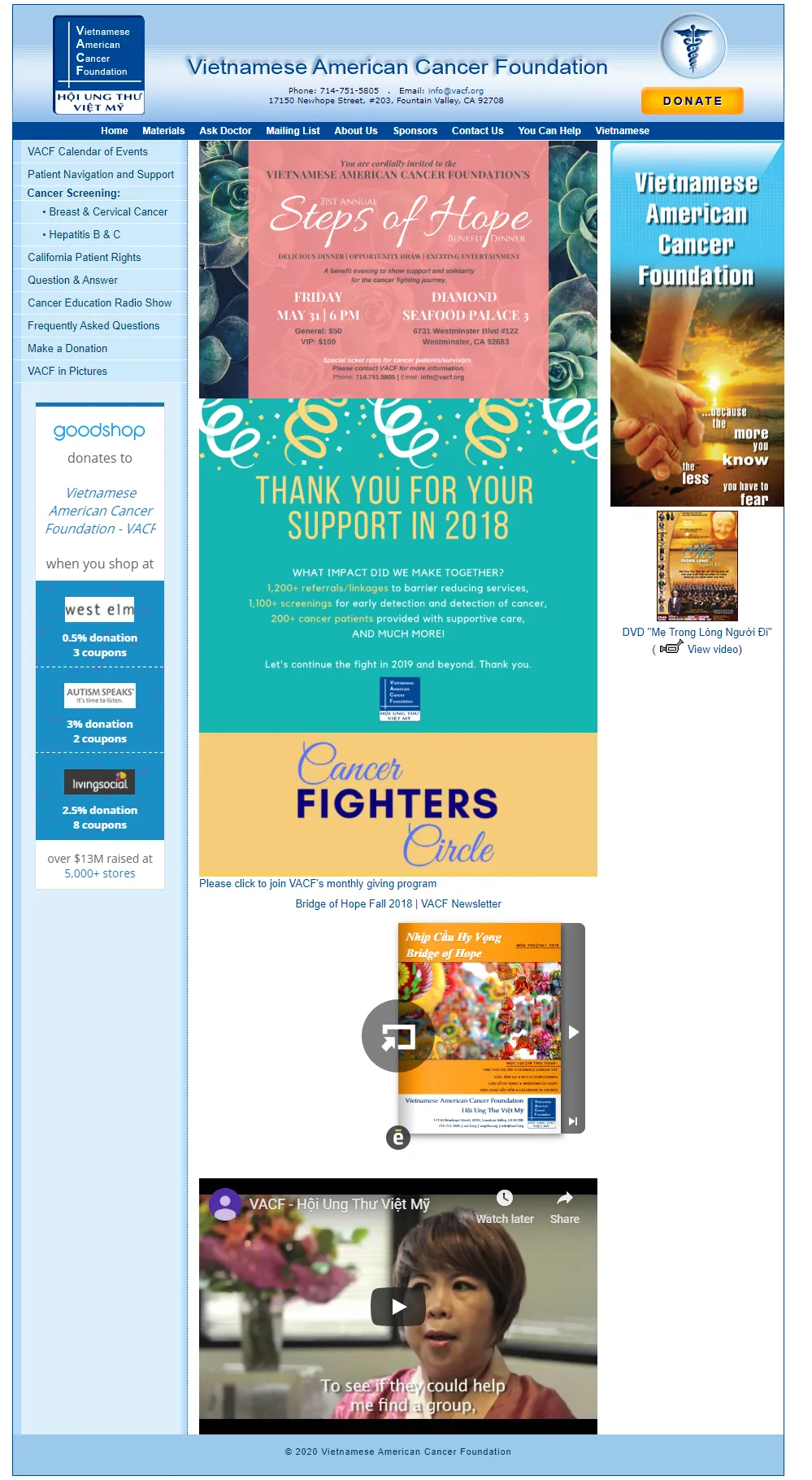 Current outdated site for VACF