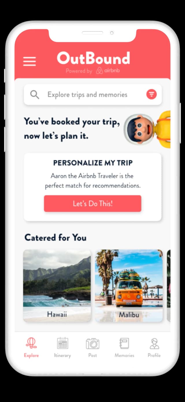 Adobe Airbnb OutBound Home Screen