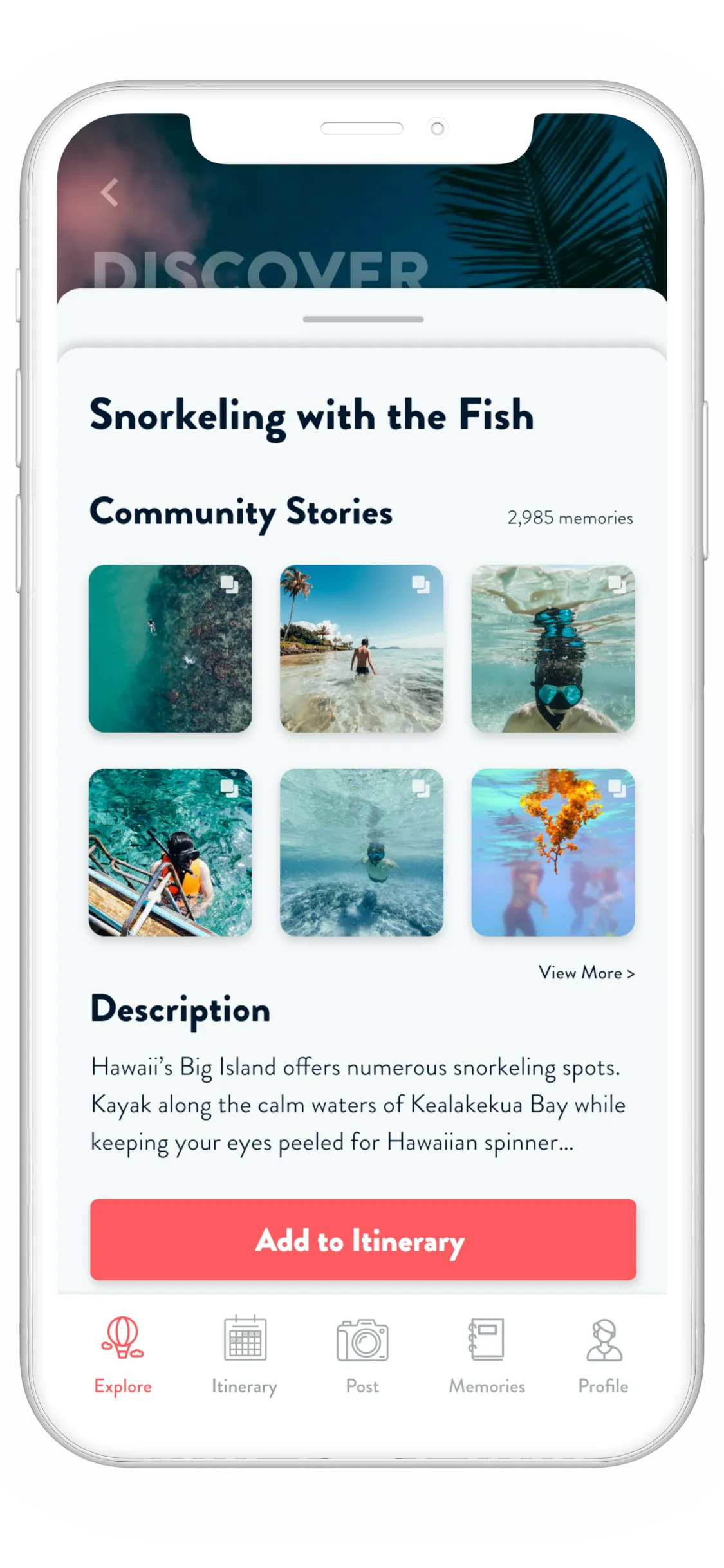 Snorkeling Recommendation Screen